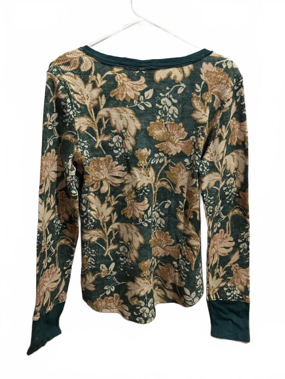 Anthropologie Pilcro Floral Waffle Knit Henley Top NWT Size Large - Picture 5 of 9
